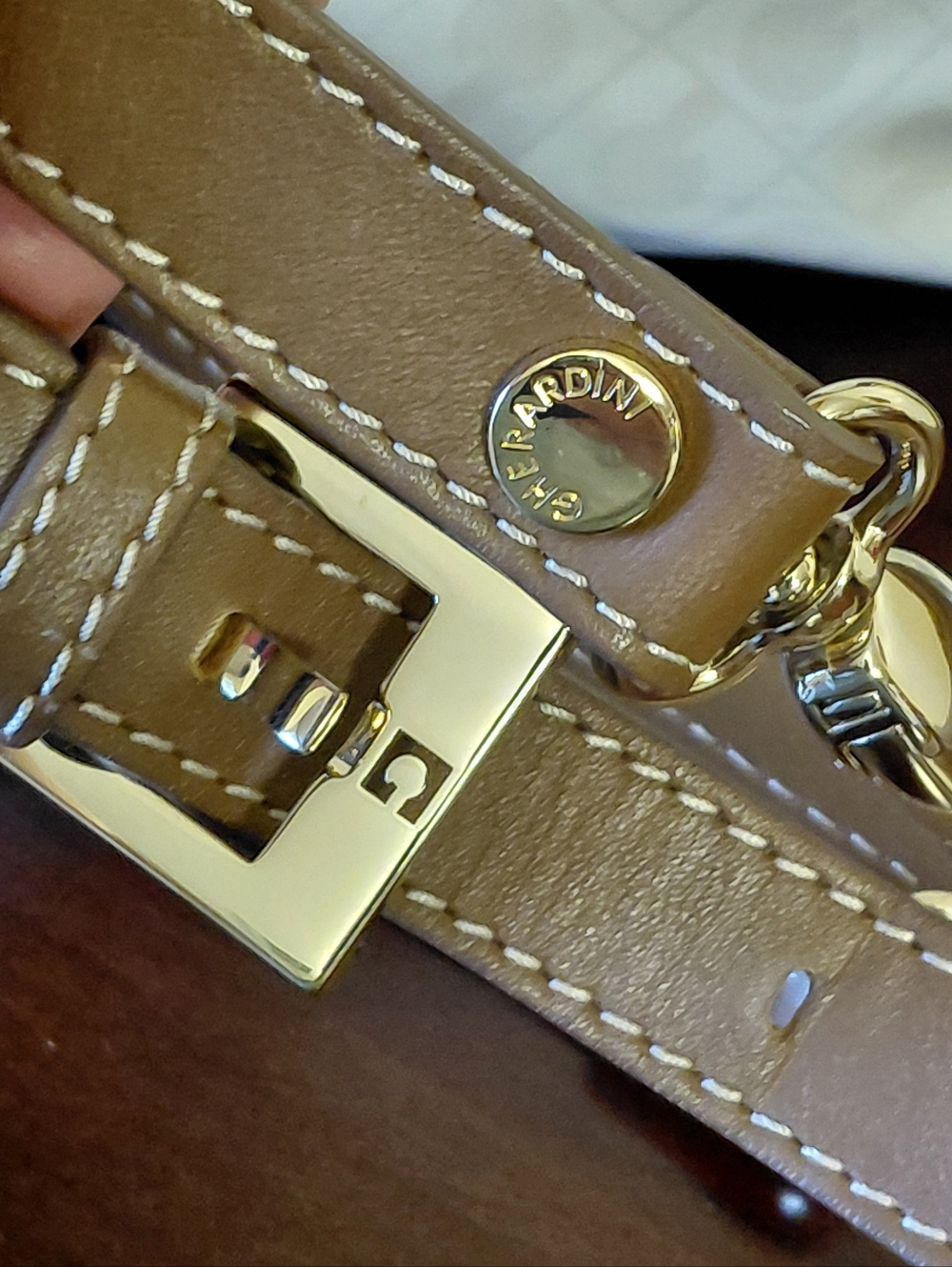 Gherardini Satchel Bag featuring a "G" Monogram Pattern White & Brown - Picture 11 of 12